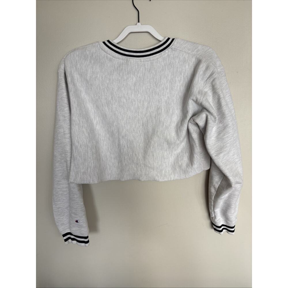 Champion Reverse Weave Ohio University Crop Sweatshirt Womens Small White V Neck - Picture 5 of 9